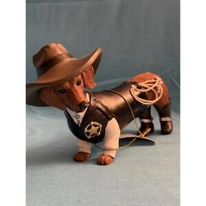 Hamilton Collection Spurs N Fur Dachshund Figurine Cowboy Wiener Dog Doxie